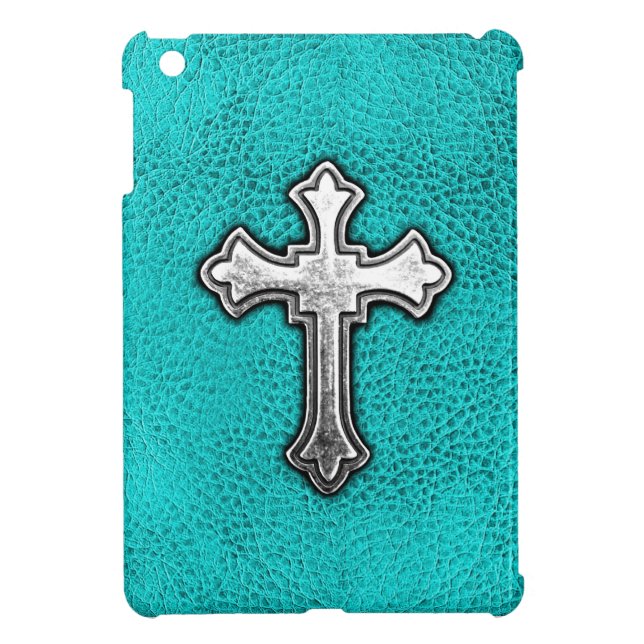 Teal Metal Cross Cover For The iPad Mini (Back)