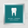 Teal Metallic Steel Tooth Dental Clinic Dentist Square Business Card