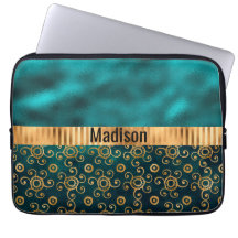 Teal Metallic Swirl Personalized Elegant Stylish