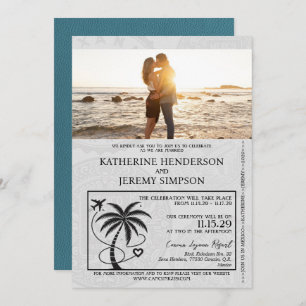 Teal Mexico Passport Wedding Invitation