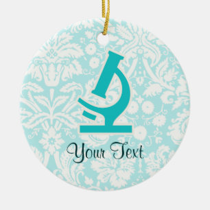 Teal Microscope; Cute Ceramic Ornament