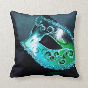 Teal Midnight Masquerade Throw Pillow by TheInspiredEdge at Zazzle