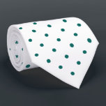 Teal Mini Polka Dot Pattern on White Neck Tie<br><div class="desc">Stylish teal mini polka dots form a classic geometric pattern on a white background.

To see the design on other items,  click the "Rocklawn Arts" link.

Digitally created image.
Copyright ©Claire E. Skinner. All rights reserved.</div>