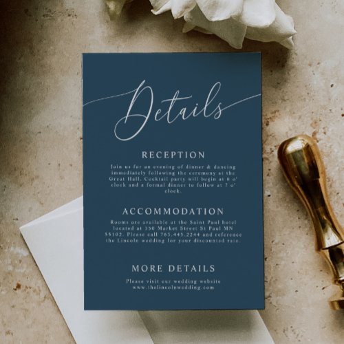 Teal Minimal Wedding Details  Enclosure Card