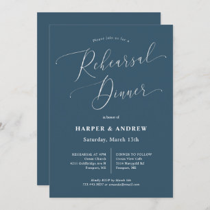 Teal Minimal Wedding Rehearsal Dinner Invitation