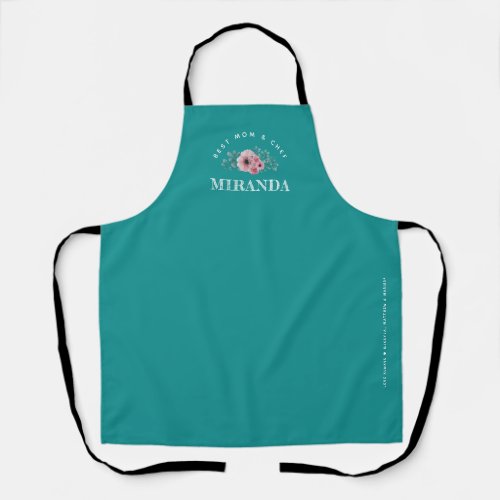 Teal Minimalist Best Mom  Chef Personalized Apron