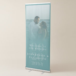 Teal Minimalist Bold Type Photo Wedding Retractable Banner