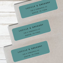 Teal Minimalist First Names Return Address Label