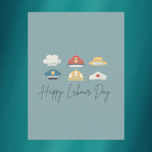 Teal Minimalist Happy Labour Day Postcard