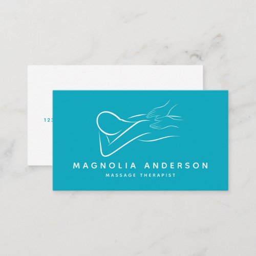 Teal Minimalist Modern  Massage Therapist  Business Card