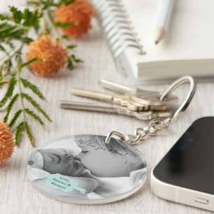 Teal Minimalist Photo Mother's Day Keychain