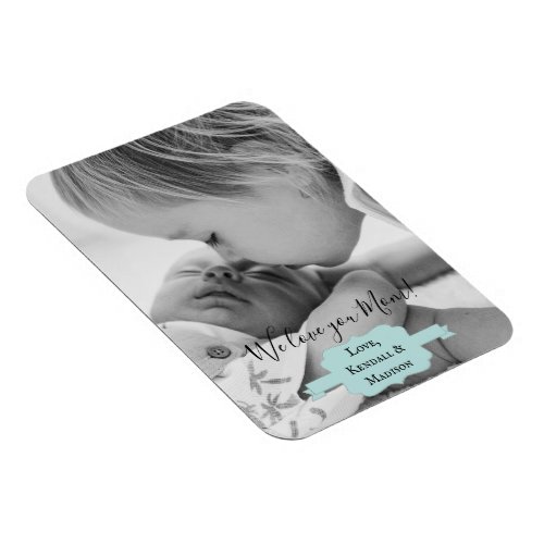 Teal Minimalist Photo Mothers Day Magnet