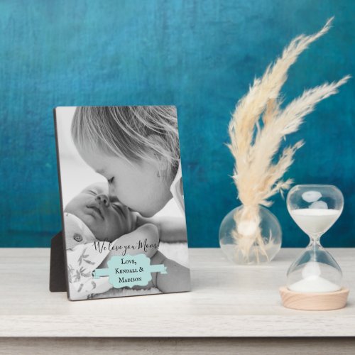 Teal Minimalist Photo Mothers Day Plaque