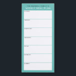 Teal Minimalist Simple Family Meal Planning Magnetic Notepad<br><div class="desc">Write your dinners on this magnetic note pad for an easy way to plan out the week's meals and stick it up on your fridge, pantry door or command center. The simple, modern layout in fresh teal blue, black and white with sans serif fonts will appeal to every visually organized...</div>
