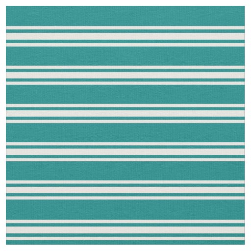Teal & Mint Cream Stripes/Lines Pattern Fabric