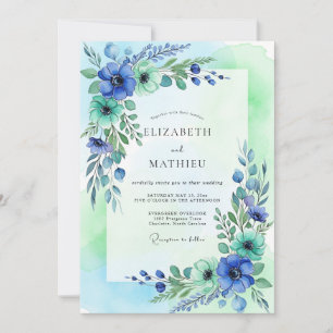 Teal Mint Ethereal Spring Wedding Invitation