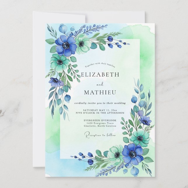 Teal Mint Ethereal Spring Wedding Invitation (Front)