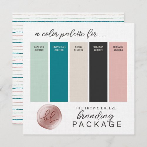 Teal Mint Gray Beige  Pink Color Palette Card