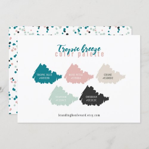 Teal Mint Gray Beige  Pink Color Palette Card