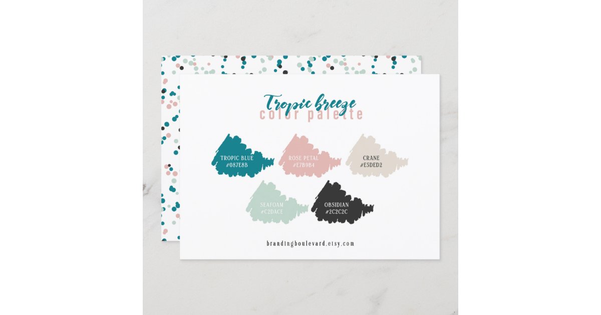 Teal Mint Gray Beige & Pink Color Palette Card