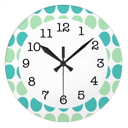 Teal & Mint Green Dots on White Modern Wall Clock | Zazzle.com