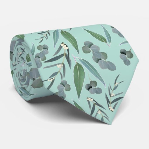 Teal Mint Green Eucalyptus Greenery Pattern Neck Tie Zazzle