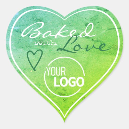 Teal Mint Green Made with Love Heart Logo Template Heart Sticker