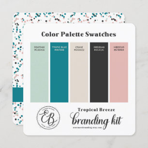 Teal Mint Green & Pink Color Palette Swatch Card