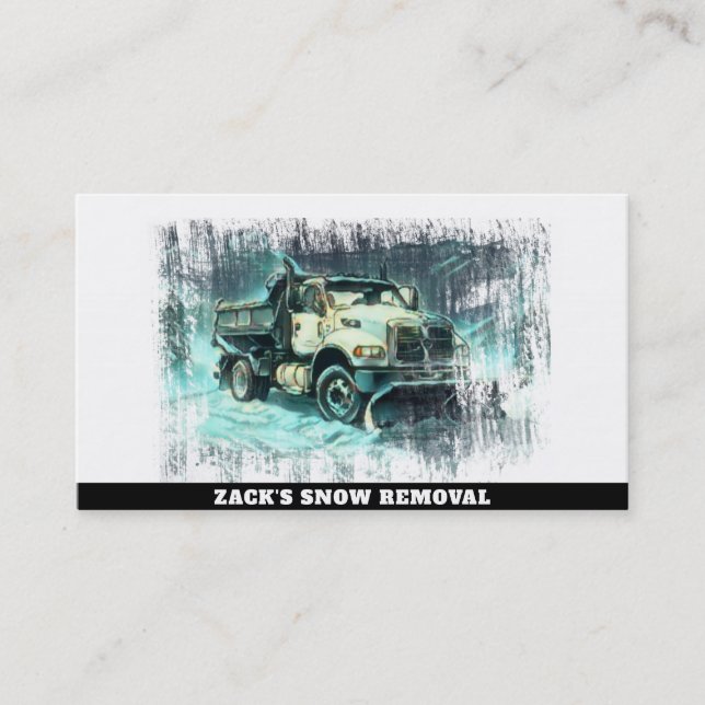*~*  Teal Mint Snow Removal Snow Plow Truck AP74 Business Card (Front)