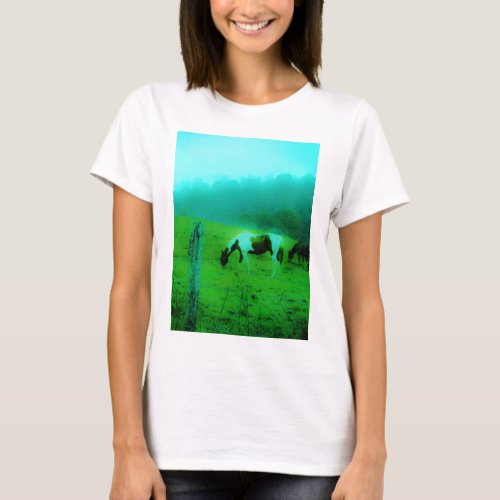 Teal mist Reto colored painted pony Horse T_Shirt