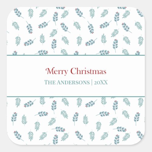 Teal Mistletoe Christmas Gift Stickers