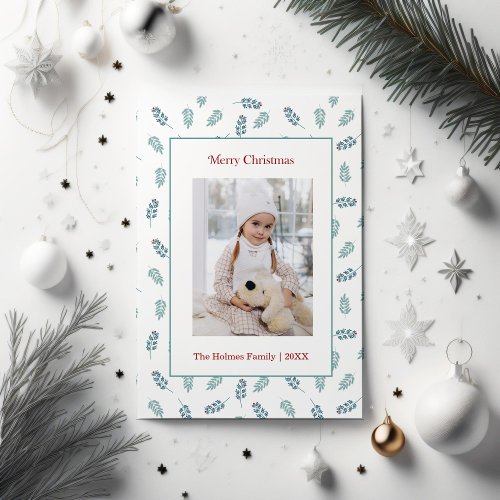 Teal Mistletoe Holiday Greetings Card