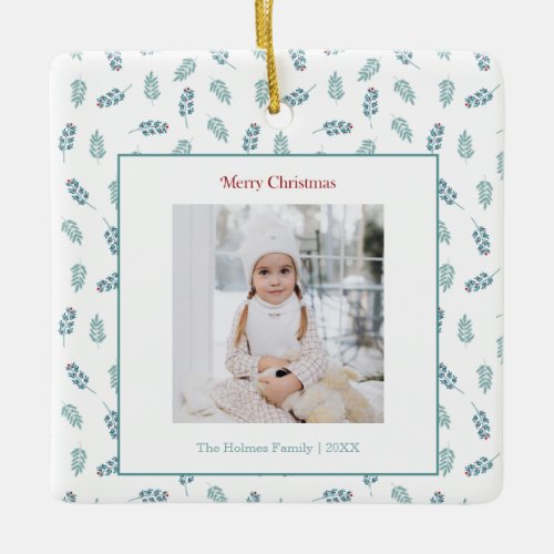 Teal Mistletoe Holiday Ornament