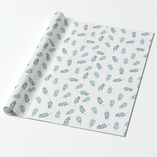 Teal Mistletoe Holiday Wrapping Paper