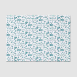 Teal Mittens and Snowflake Christmas Pattern Tissue Paper