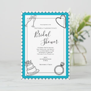 Teal Modern Bridal Shower Invitation