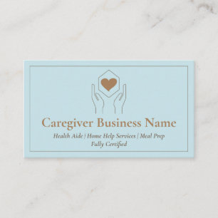 Teal Modern Brown Minimal Caregiver Business Card