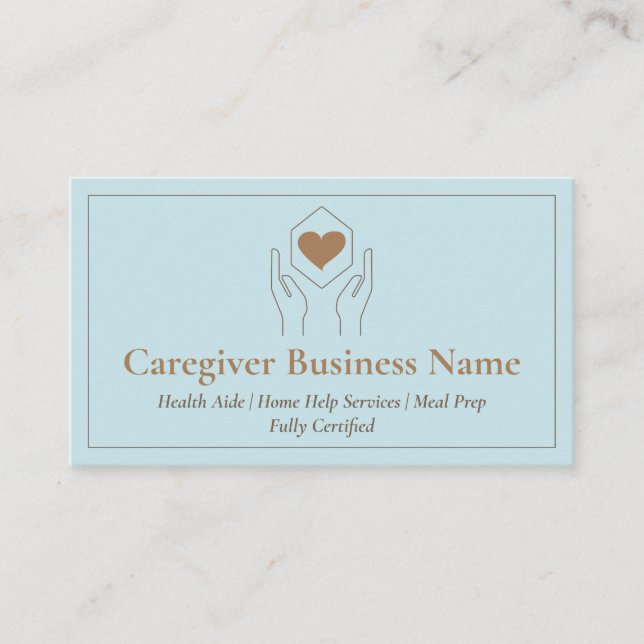 Teal Modern Brown Minimal Caregiver Business Card (Front)