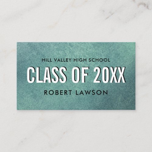Teal Modern  Class Graduation Name Social Icon Business Card