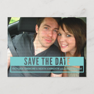 Teal Modern Cut Out Save the Date Postcard