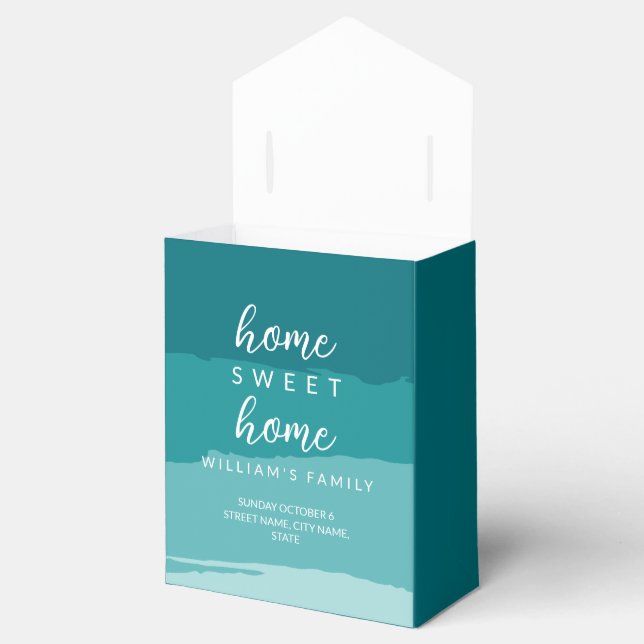 Teal Modern Elegant New Home Housewarming Party Favor Boxes (Opened)