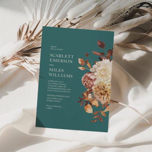 Teal Modern Fall Terracotta Floral Wedding