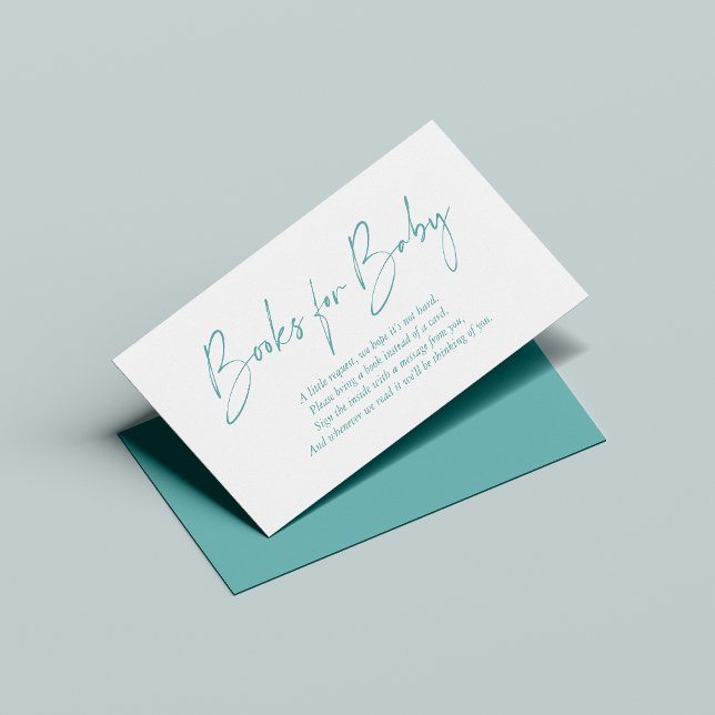 Teal Modern Handwritten Books for Baby Enclosure Card (Creator Uploaded)