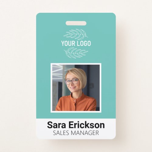 Teal Modern ID Card Business Employee QR  Badge