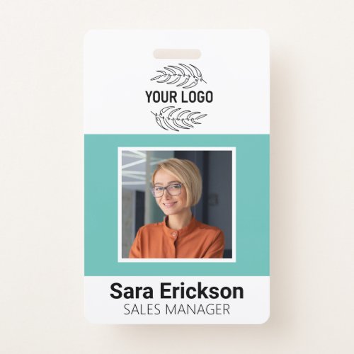 Teal Modern ID Card Business Employee QR Badge