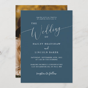 Teal Modern Minimal Photo Wedding Invitation