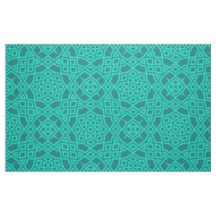 Teal Modern Mosaic Geometric Pattern Fabric