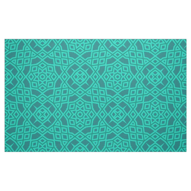 Teal Modern Mosaic Geometric Pattern Fabric (Fat Quarter)