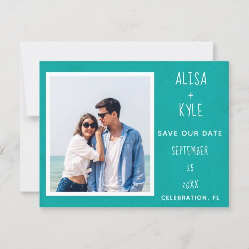 Teal Modern Photo Save the Date