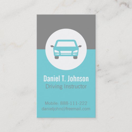 Teal Modern Professional Car Driving Instructor Business Card
